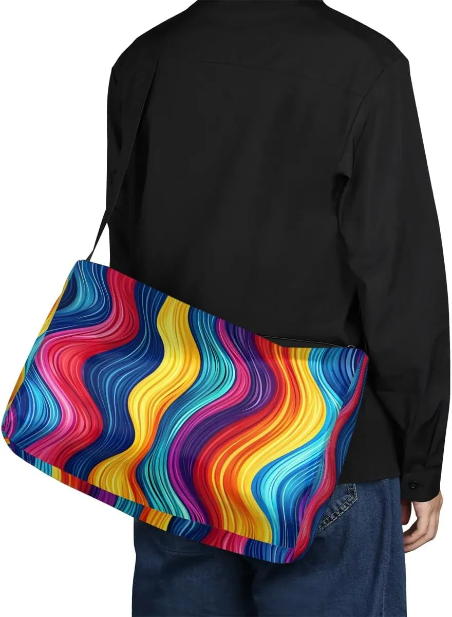 Weekend Bag Multicolor Streak Printings Lightweight Carry On Duffel Bag Waterproof Gym Bag Pu Leather Duffle Bag for Workout Travel Sport