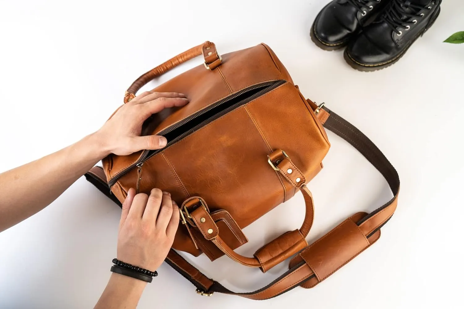 weekender bag mens, small duffel bag, leather duffel bag mens womens weekender travel bag mens duffle bag weekender bag mini weekender bag overnight bag mens overnight bag (1 Light Brown)