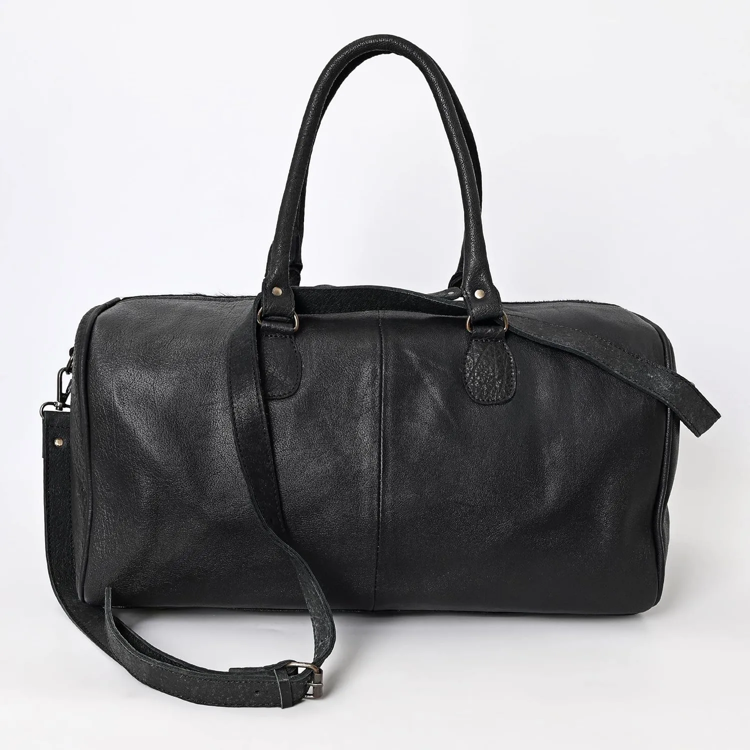 Weekender Duffle Bag For Women Large Travel Tote Bag Overnight, Cowhide Tooled Harness with Tassel Leather Bag