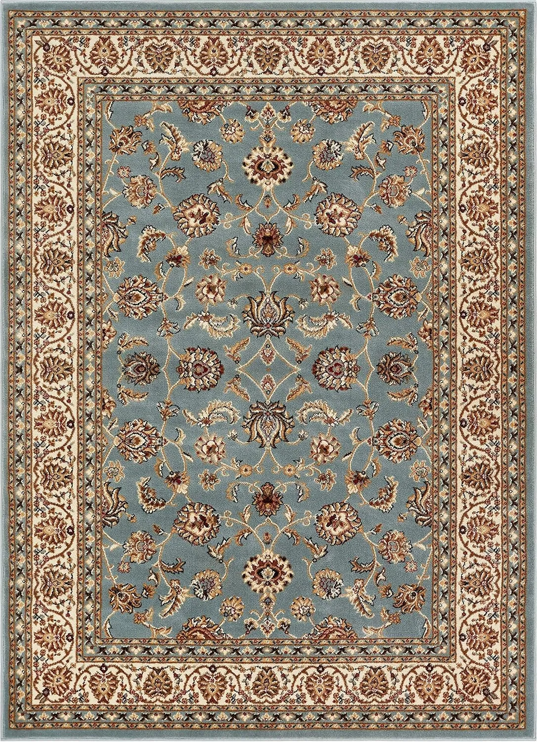 Well Woven Barclay Collection Sarouk Light Blue 5x7 Area Rug - for Living Room, Bedroom, and Dining Room