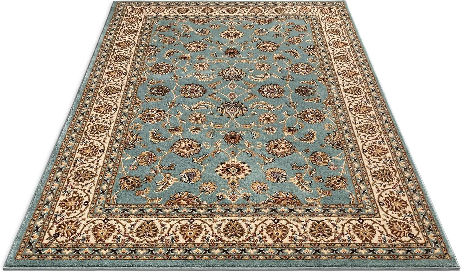 Well Woven Barclay Collection Sarouk Light Blue 5x7 Area Rug - for Living Room, Bedroom, and Dining Room