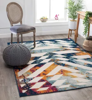 Well Woven Dorado Carmen Multi Modern Geometric Chevron High-Low Indoor/Outdoor 5'3" x 7'3" Area Rug