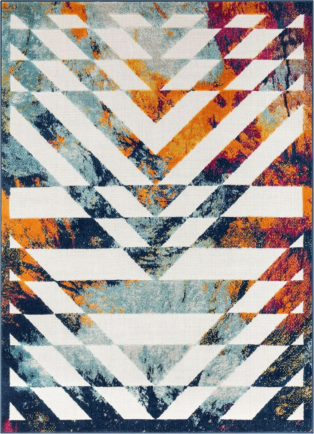Well Woven Dorado Carmen Multi Modern Geometric Chevron High-Low Indoor/Outdoor 5'3" x 7'3" Area Rug