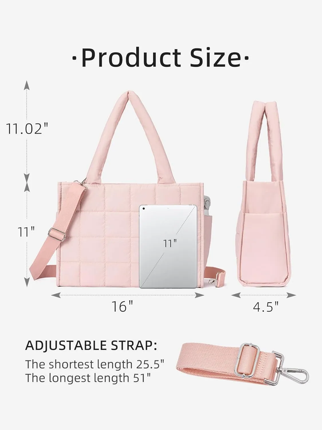 WESTBRONCO Puffer Crossbody bags for Women Puffy Quilted Tote Handbags Nylon Weekender Overnight Bag with Adjustable Strap