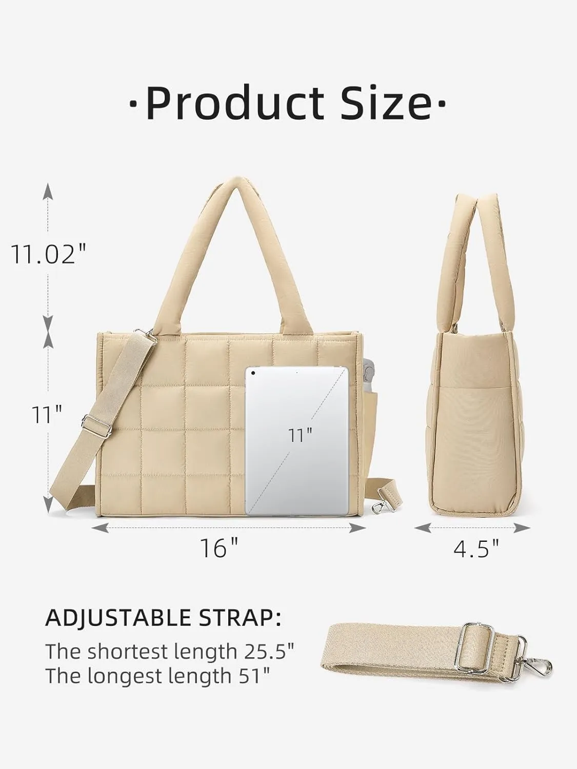 WESTBRONCO Puffer Crossbody bags for Women Puffy Quilted Tote Handbags Nylon Weekender Overnight Bag with Adjustable Strap