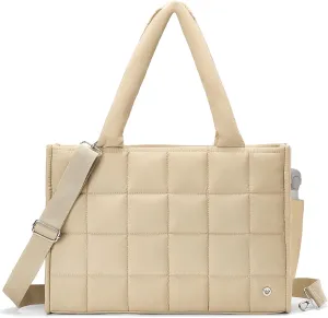 WESTBRONCO Puffer Crossbody bags for Women Puffy Quilted Tote Handbags Nylon Weekender Overnight Bag with Adjustable Strap