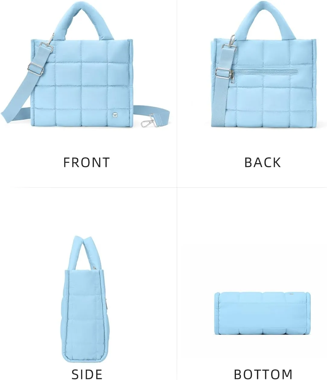 WESTBRONCO Puffer Crossbody Bags for Women Quilted Tote Bag Puffy Weekender Overnight Bag Nylon Shoulder Handbag