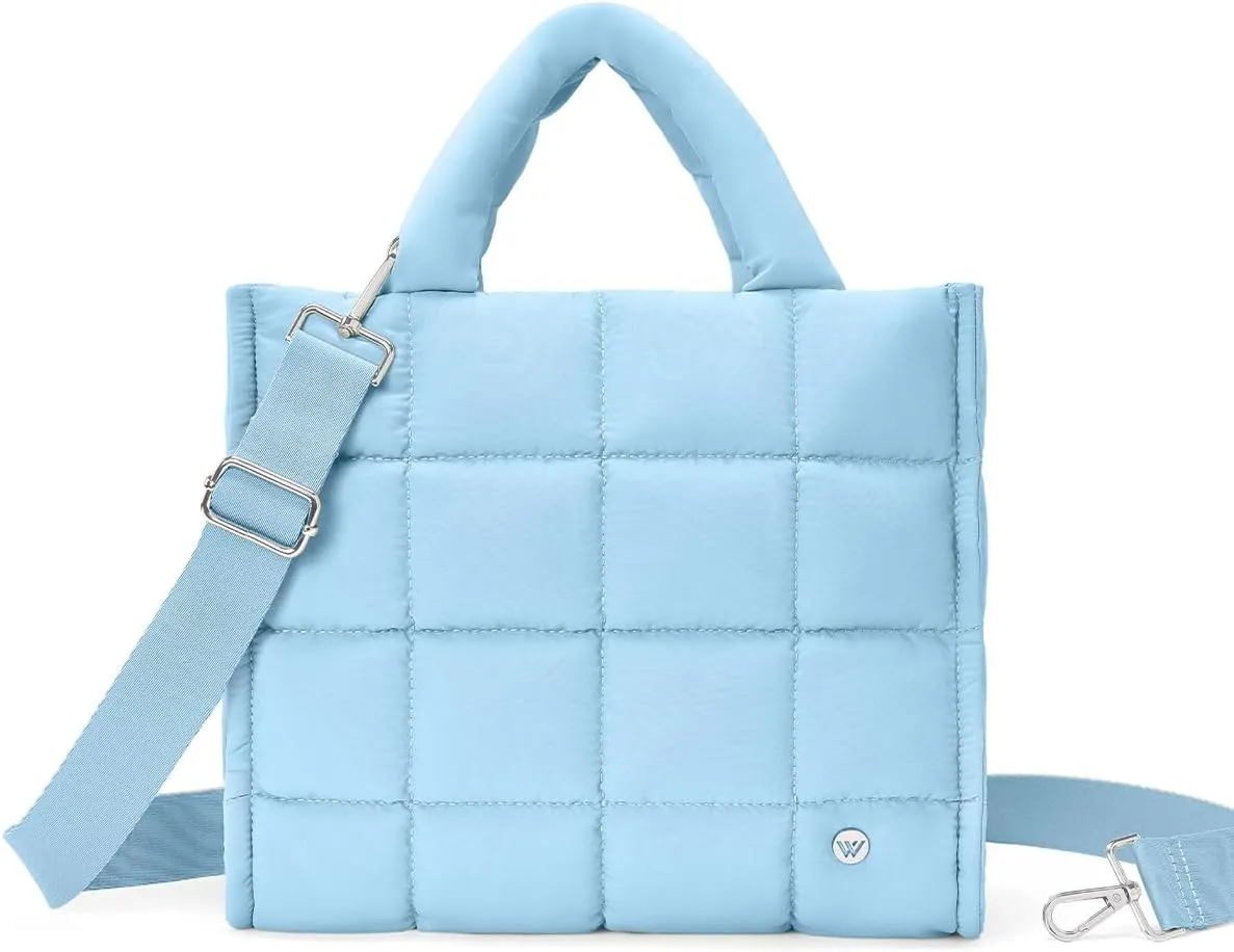 WESTBRONCO Puffer Crossbody Bags for Women Quilted Tote Bag Puffy Weekender Overnight Bag Nylon Shoulder Handbag