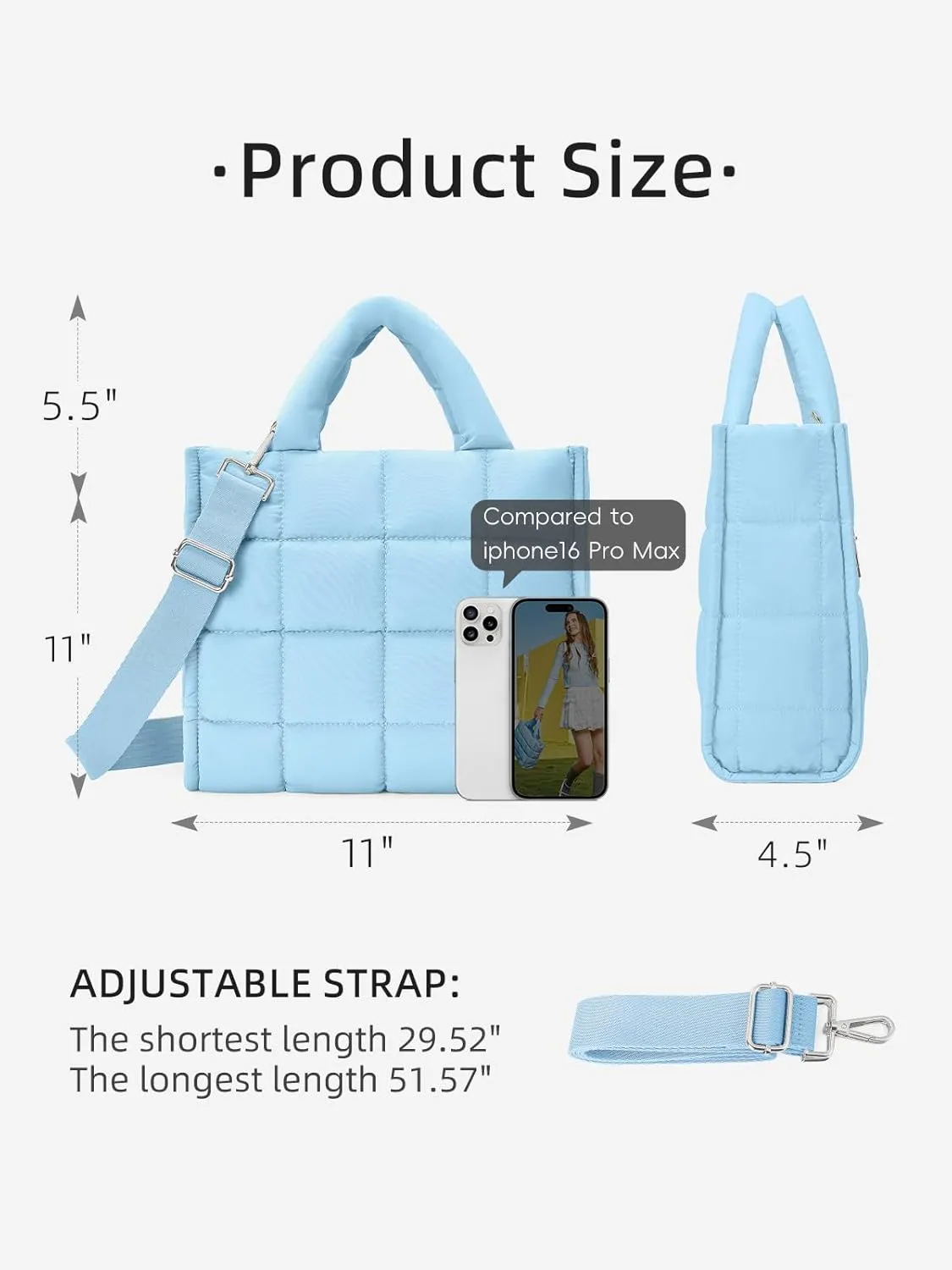 WESTBRONCO Puffer Crossbody Bags for Women Quilted Tote Bag Puffy Weekender Overnight Bag Nylon Shoulder Handbag