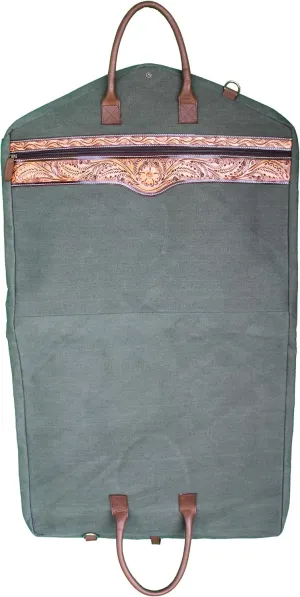 Western Long Brown Canvas Floral Tooled Travel Carry Garment Storage Bag 32SK02