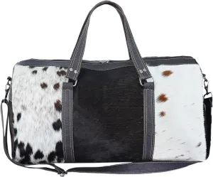 Western Weekender Overnight Tricolor Cowhide Large Travel Duffle Bag, Animal