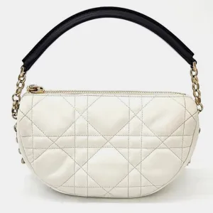 White/Black Cannage Leather Medium Vibe Hobo