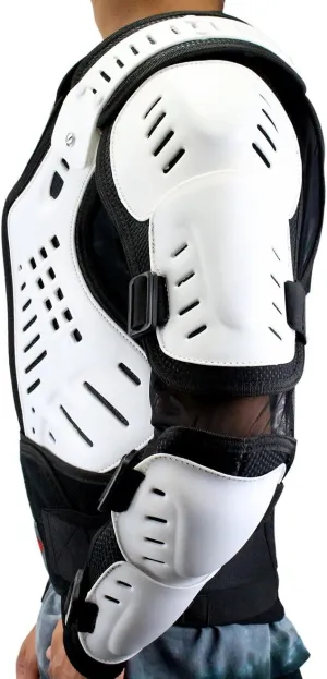 White/Black CE Approved Full Body Armor Motorcycle Jacket (XL)