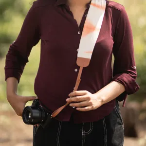 Wide Shibori Camera Strap - Pink