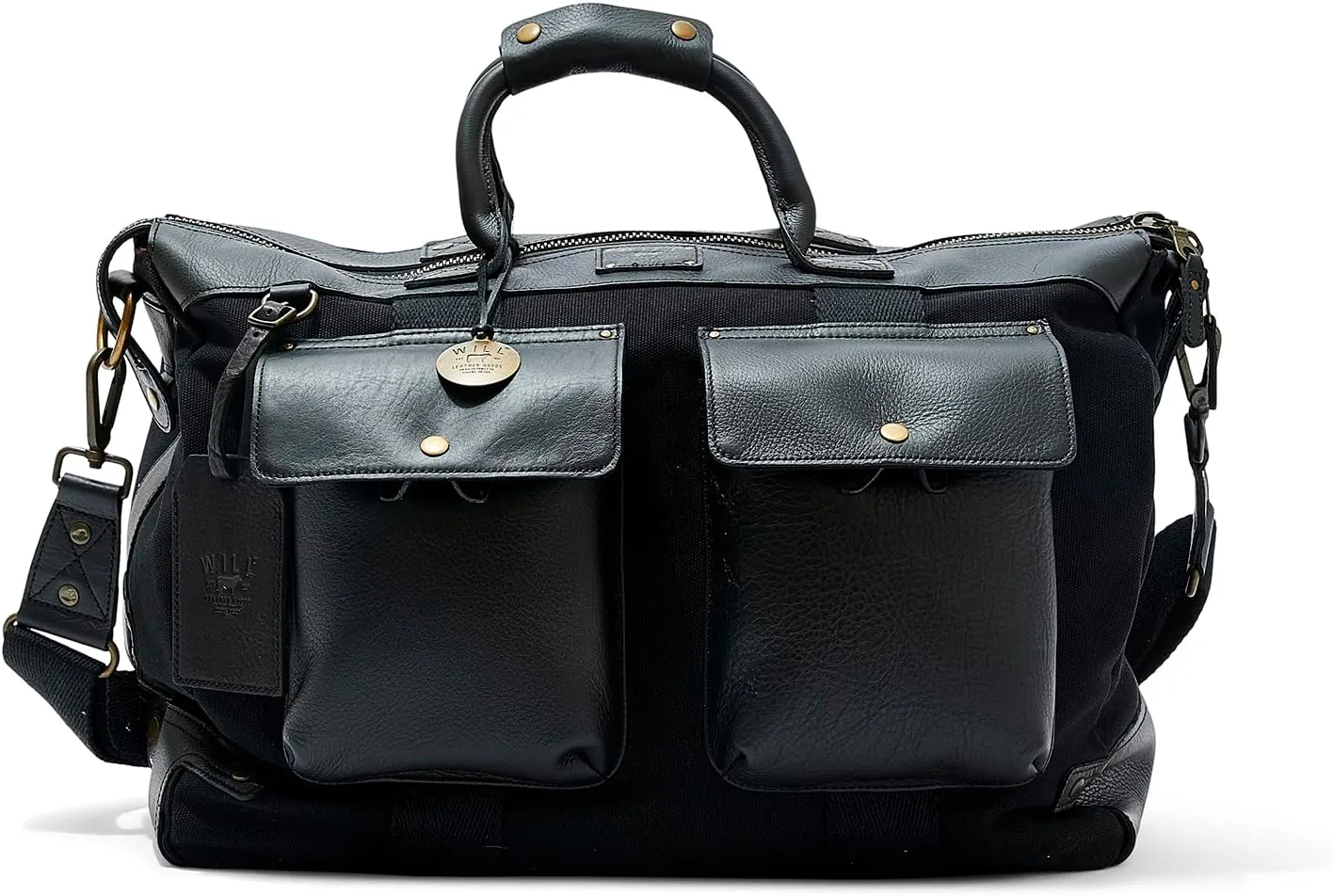 Will Leather Goods Canvas & Leather Travel Duffle Black