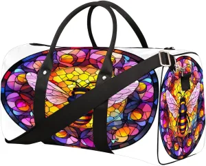 Window Animal Bee Travel Duffel Bag for Women Men Small Sport Gym Bag Waterproof Weekender Overnight Lightweight Carry on Foldable Gym Bag for Training Swim Yoga Traveling Handbag
