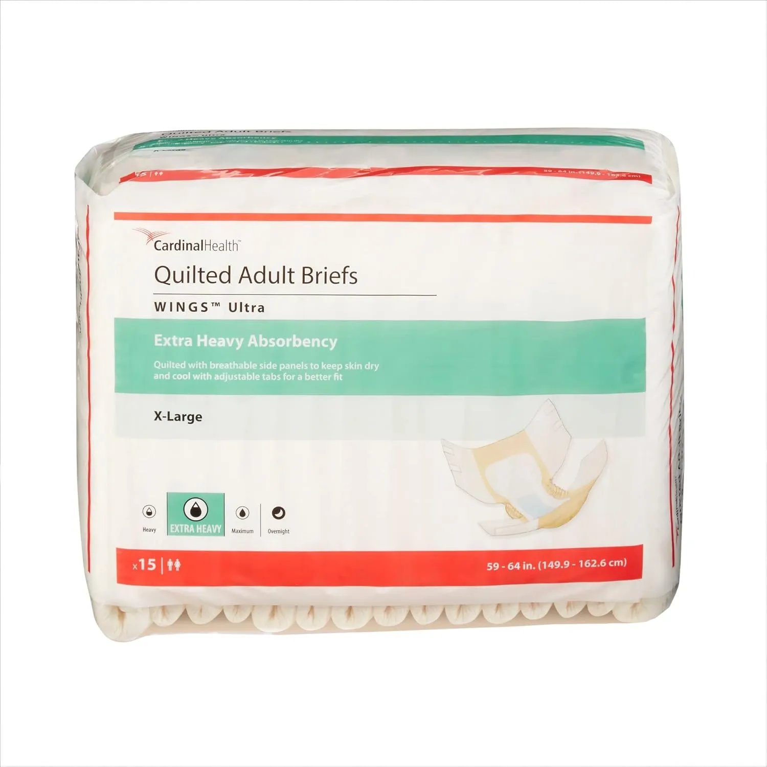 Wings Plus Quilted Protective Underwear for Unisex Adults, 60 Count, X-Large
