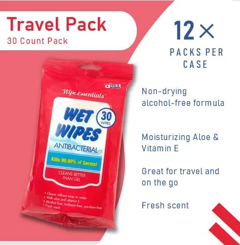 Wipeessentials Anti-bacterial Wipes- 30 ct Soft pack