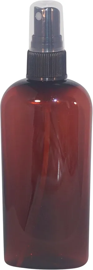 wolfmoon botanicals WM (Bulk Pack of 24) 2oz Amber Oval Travel Refillable, Empty PET Plastic Bottles with Black Spray Top - DIY travel, hydration, aromatherapy, arts & crafts, and more