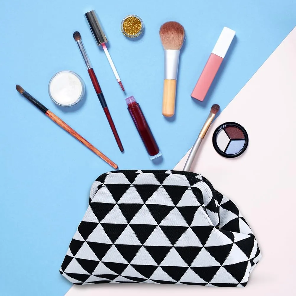 Women Colorblock Dumpling Clutch - Contrast Color Knitting Casual Summer Beach Bag