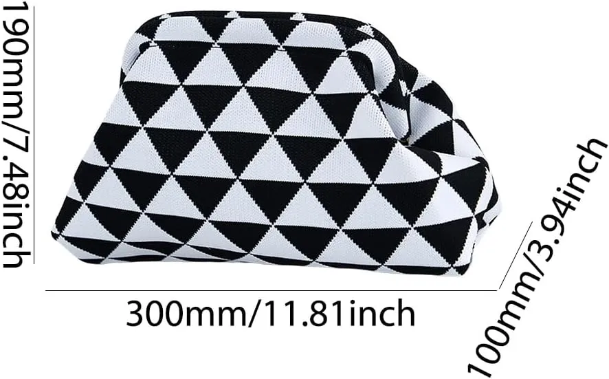 Women Colorblock Dumpling Clutch - Contrast Color Knitting Casual Summer Beach Bag