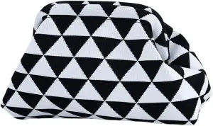 Women Colorblock Dumpling Clutch - Contrast Color Knitting Casual Summer Beach Bag