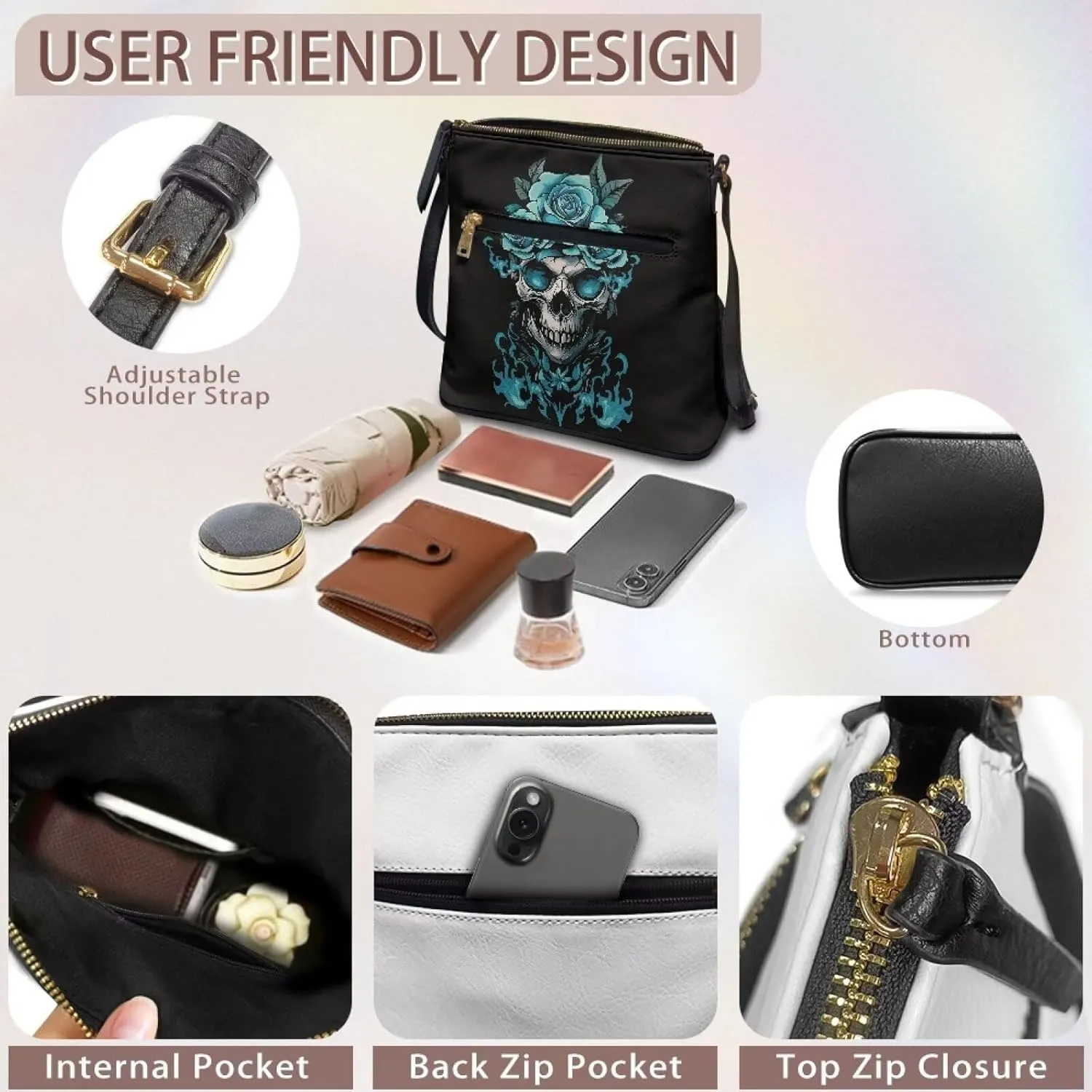 Women Leather Crossbody Hobo Bag Satchel Bag Sling Bag Shoulder Handbag Messenger Bag with Adjustable Strap