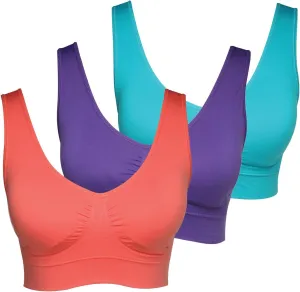 Women's 3 Pack - Wireless, Solid Color Seamless