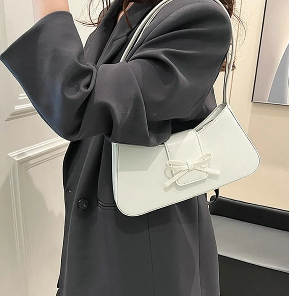 Women’s Bow-tie Hobo Handbags Fashion Y2k Purse Soft Designer Vegan Leather Shoulder Underarm Bag for Travel Shopping 2025