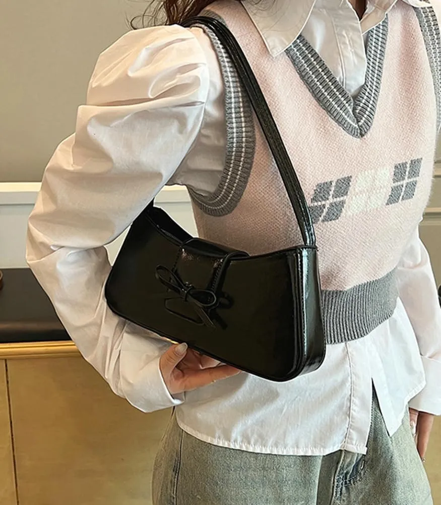 Women’s Bow-tie Hobo Handbags Fashion Y2k Purse Soft Designer Vegan Leather Shoulder Underarm Bag for Travel Shopping 2025