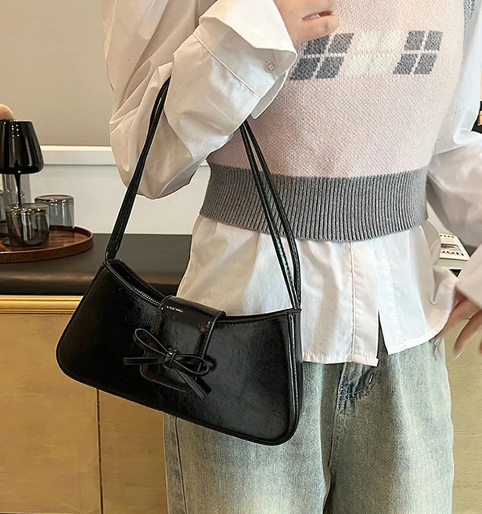 Women’s Bow-tie Hobo Handbags Fashion Y2k Purse Soft Designer Vegan Leather Shoulder Underarm Bag for Travel Shopping 2025