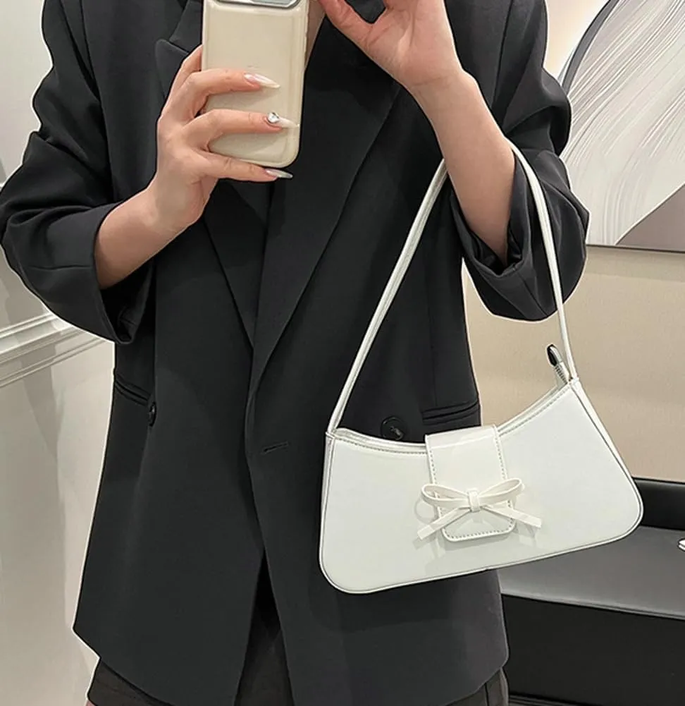 Women’s Bow-tie Hobo Handbags Fashion Y2k Purse Soft Designer Vegan Leather Shoulder Underarm Bag for Travel Shopping 2025