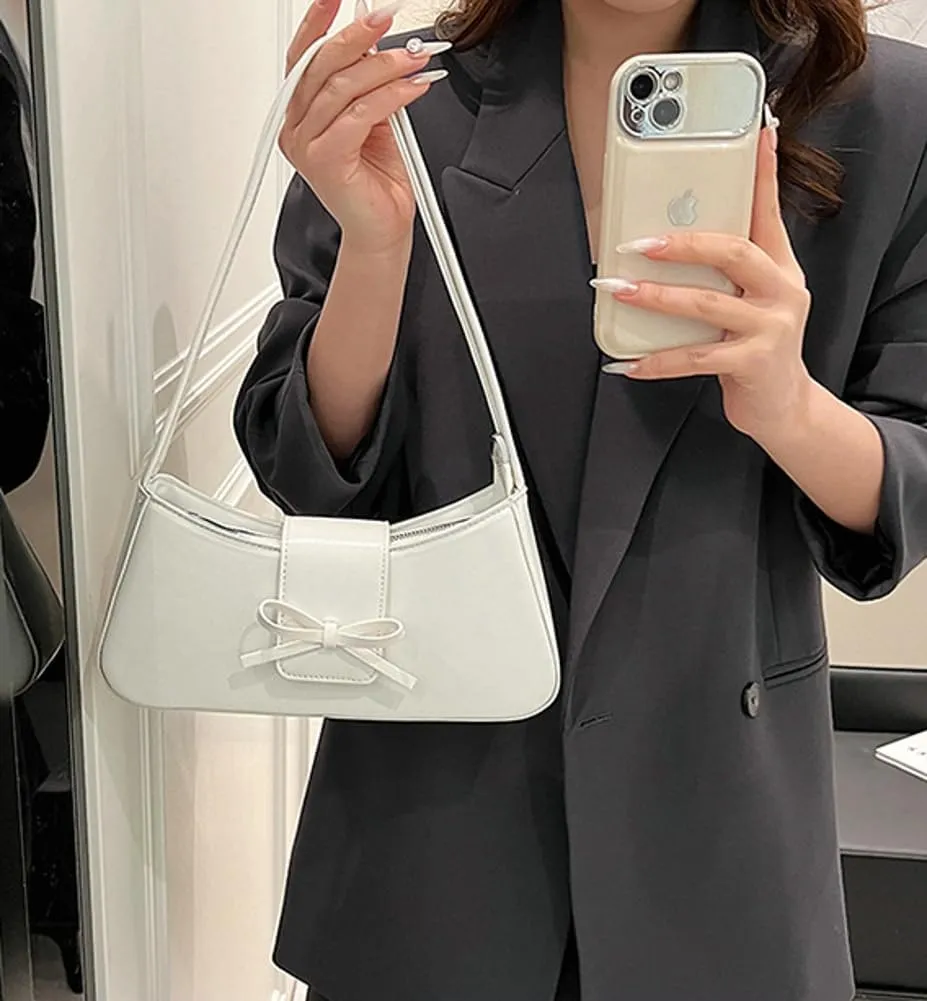 Women’s Bow-tie Hobo Handbags Fashion Y2k Purse Soft Designer Vegan Leather Shoulder Underarm Bag for Travel Shopping 2025