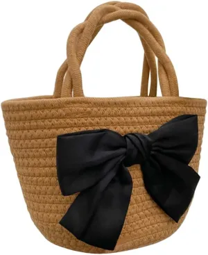 Women’s Cotton Tote Bags Handmade Tote Handbags with Bow Twisted Handles Summer Beach Bag Travel Shopping Handbag