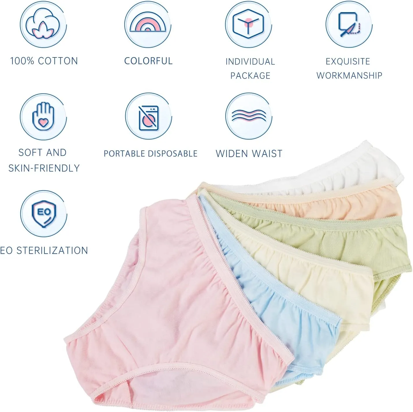 Women's Disposable Underwear For Travel Colorful Cotton Panties Ladies Briefs Hotel Spa Hospital Stays Emergencies