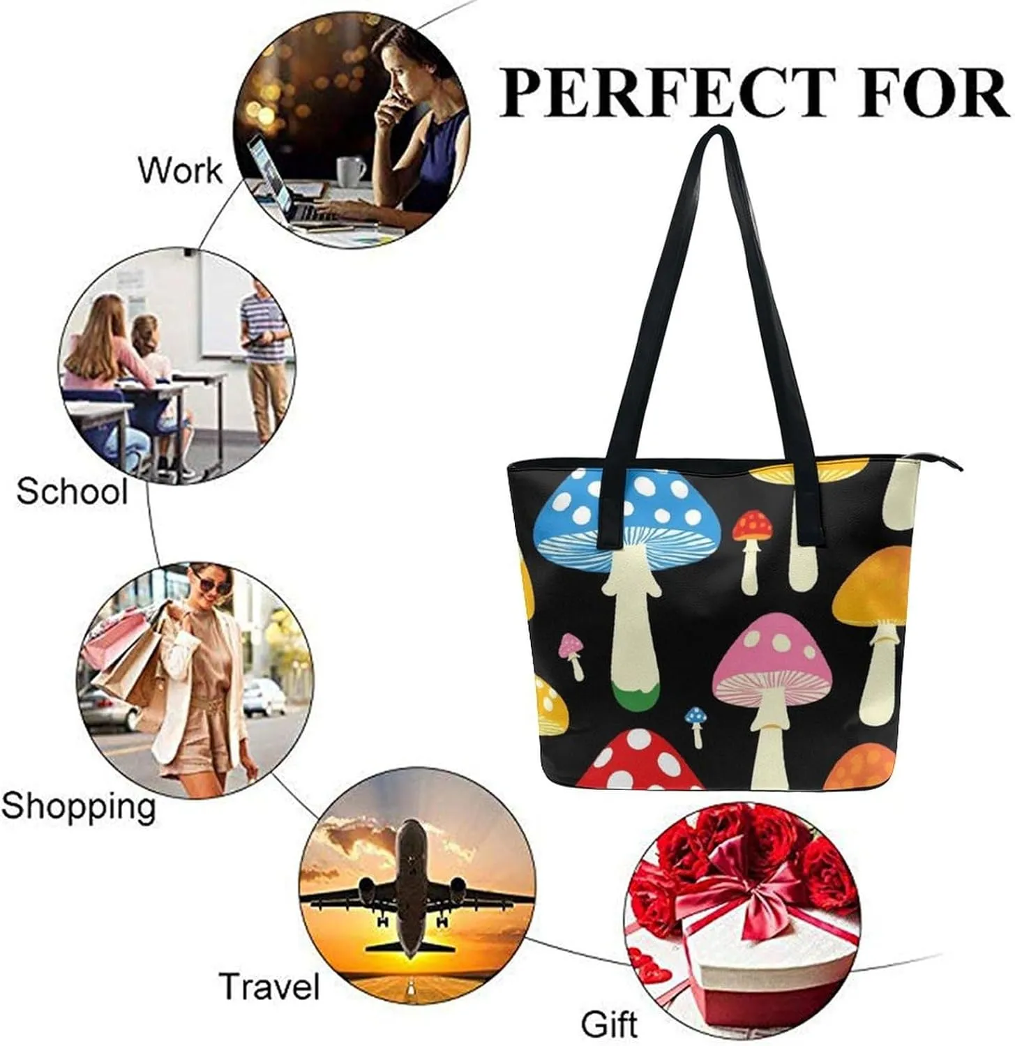 Women's Elegant Leather Handbag Unisex Leather Tote Bag Lightweight Handbag