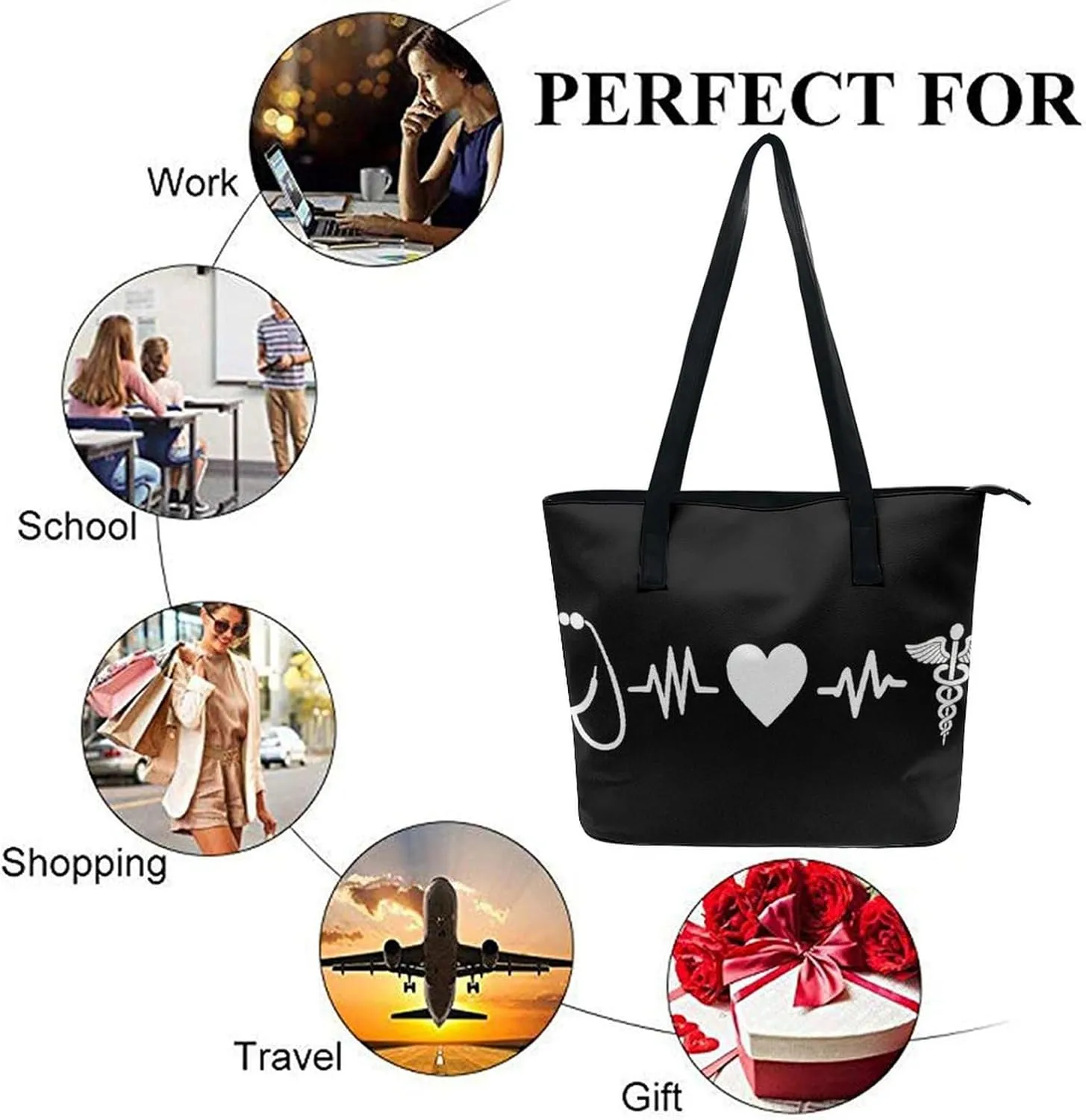 Women's Elegant Leather Handbag Unisex Leather Tote Bag Lightweight Handbag