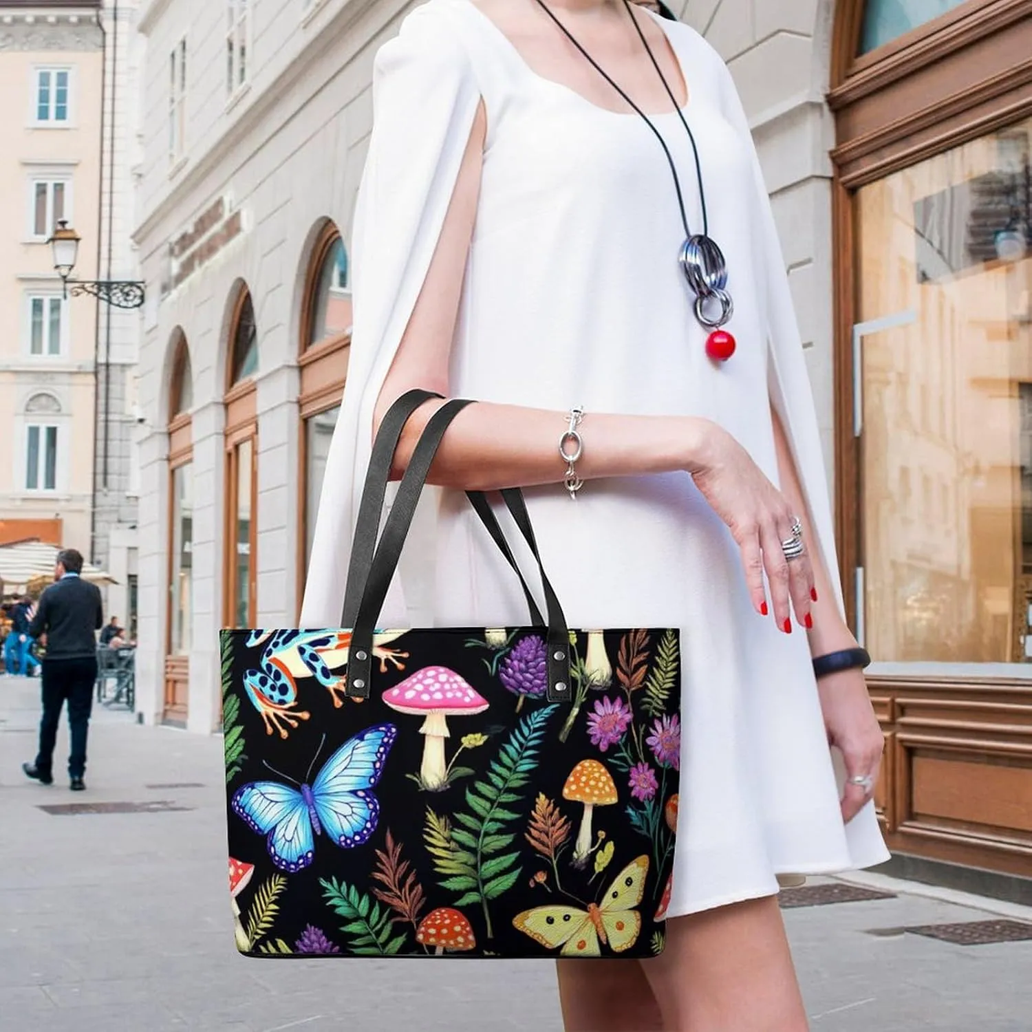 Women's Elegant Leather Handbag Unisex Leather Tote Bag Lightweight Handbag