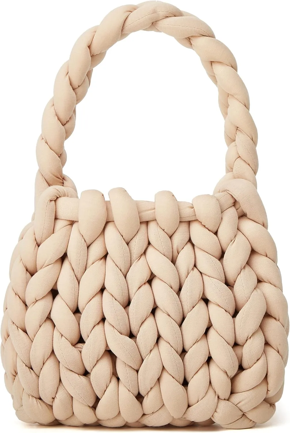 Women's Knit Clutch Bag Handmade Woven Polyeater Knit Satchel Purse Handbag Shoulder Solid Color Bag