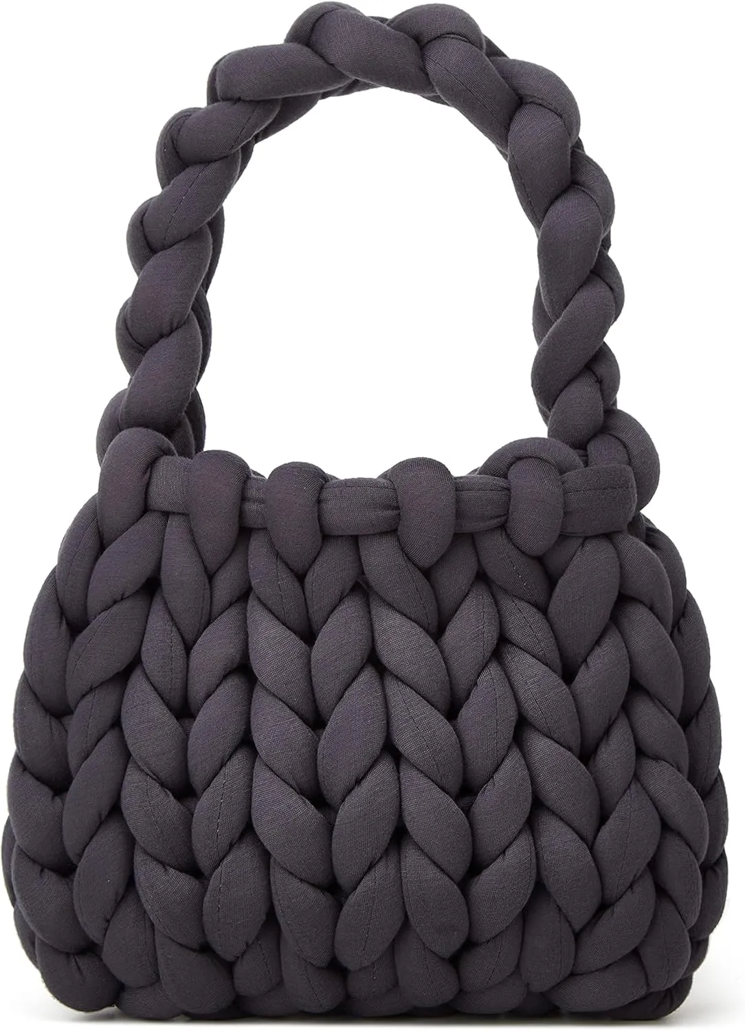 Women's Knit Clutch Bag Handmade Woven Polyeater Knit Satchel Purse Handbag Shoulder Solid Color Bag