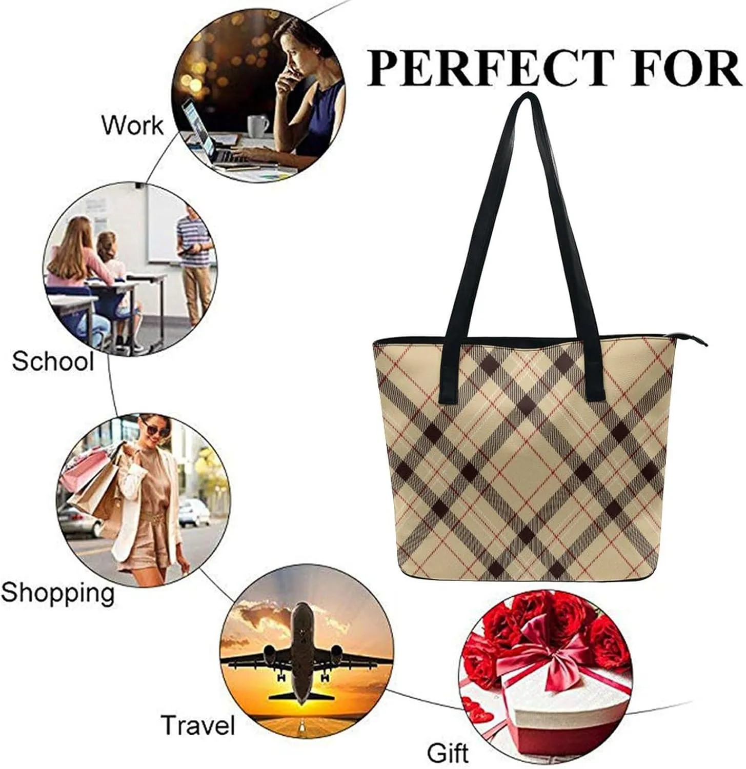 Women's Portable Tote Bag Trendy Modern Leather Handbag For Work Weekend