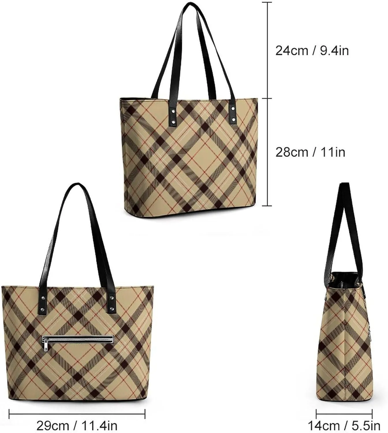 Women's Portable Tote Bag Trendy Modern Leather Handbag For Work Weekend