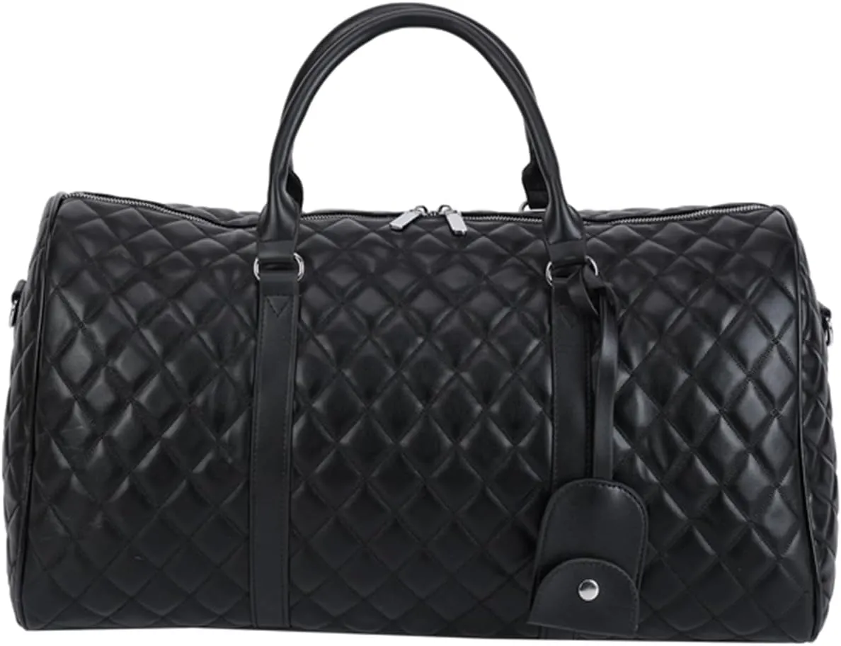 Womens Quilted Weekender Duffle Carry Bags Overnight Travel Handbag Shoulder Handle Luggage Duffle Overnight Bags For Men And Women Large Duffle Bag For Weekender Travel Gym