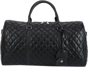 Womens Quilted Weekender Duffle Carry Bags Overnight Travel Handbag Shoulder Handle Luggage Duffle Overnight Bags For Men And Women Large Duffle Bag For Weekender Travel Gym