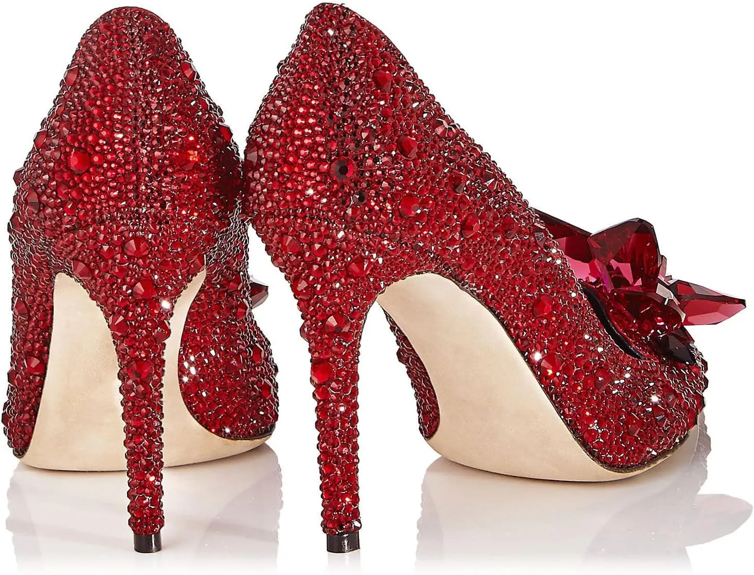 Women's Rhinestones High Stiletto Pumps Crystal Sparkly Heels Pointed Toe Pull On Dressy Party Wedding Bridal Shoes