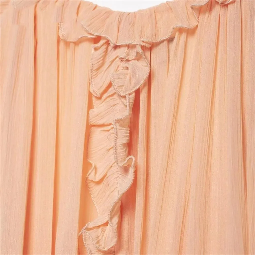 Women's Ruffled V-Neck Asymmetrical Hem Sleeveless Shirt Holiday Casual Shirt