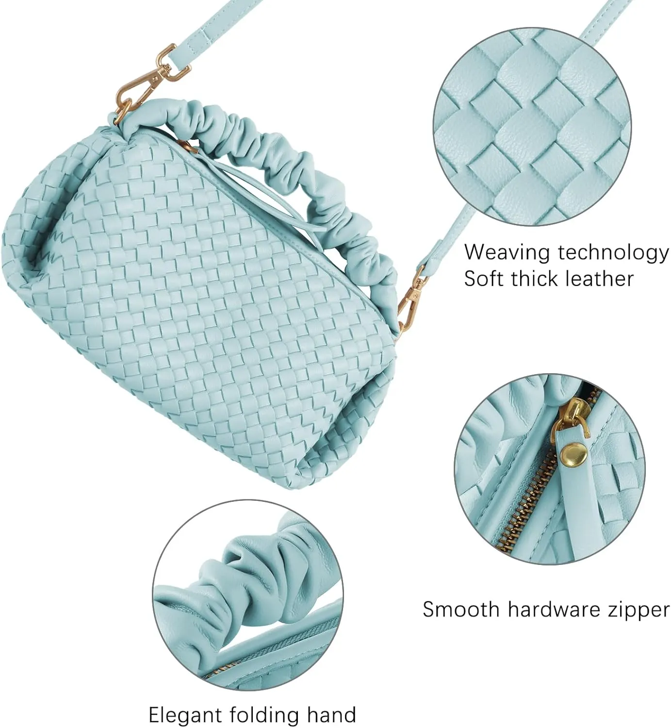 Women's Small Vegan Leather Tote Bag - Compact Woven Shoulder Purse for Daily Use, Retro Handmade Mini Bag