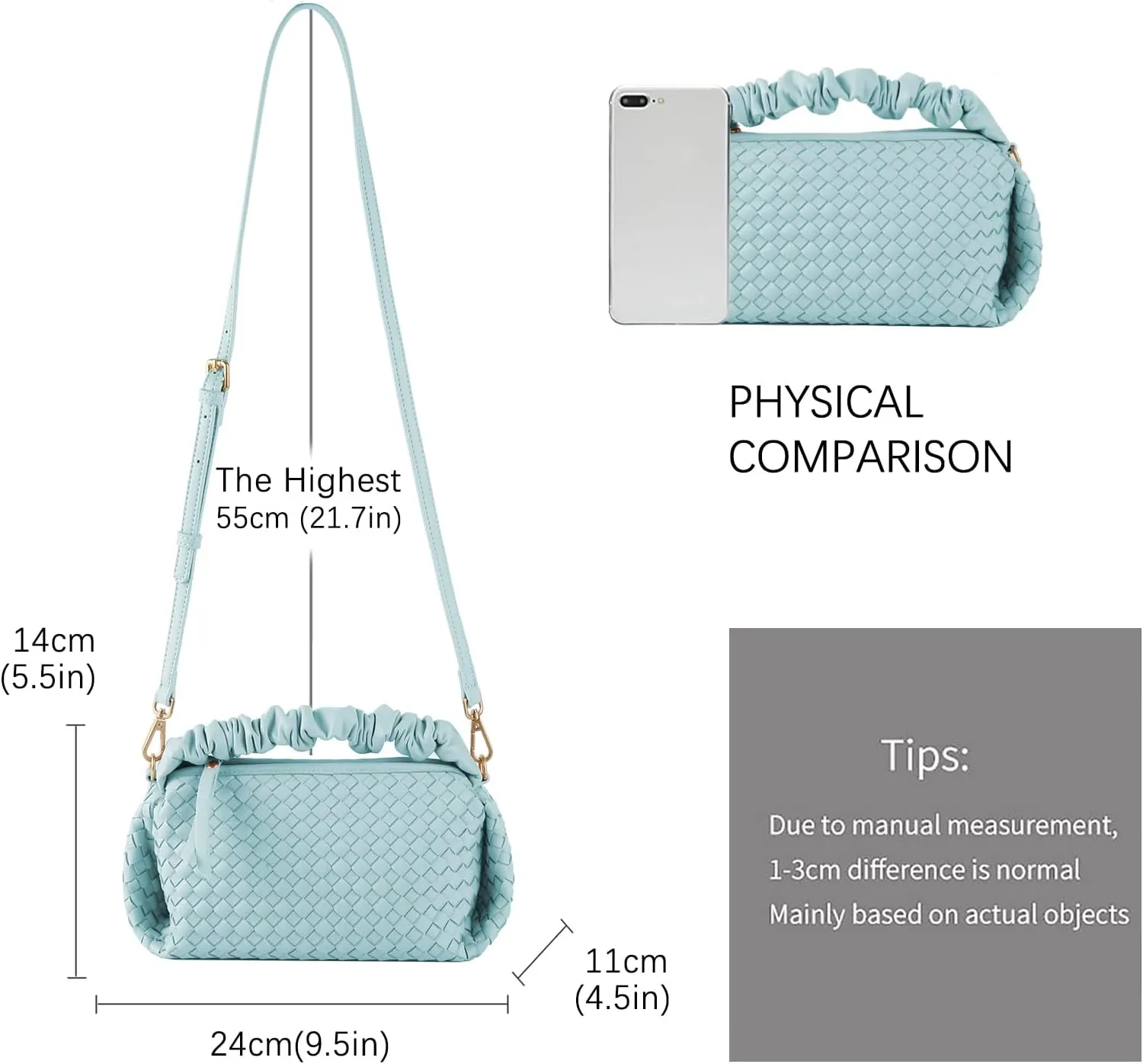 Women's Small Vegan Leather Tote Bag - Compact Woven Shoulder Purse for Daily Use, Retro Handmade Mini Bag
