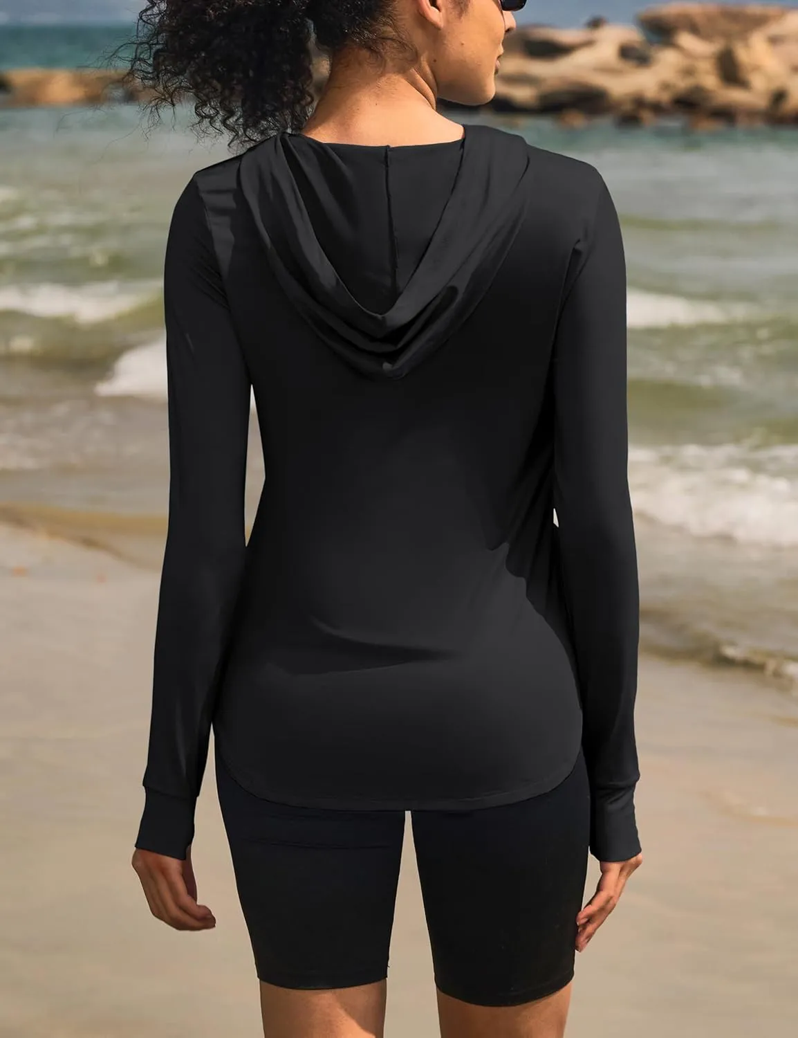 Womens Sun Protection Hoodies UPF 80  UV Shirts Long Sleeve Lightweight Hiking Fishing Workout Tops
