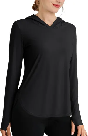 Womens Sun Protection Hoodies UPF 80  UV Shirts Long Sleeve Lightweight Hiking Fishing Workout Tops